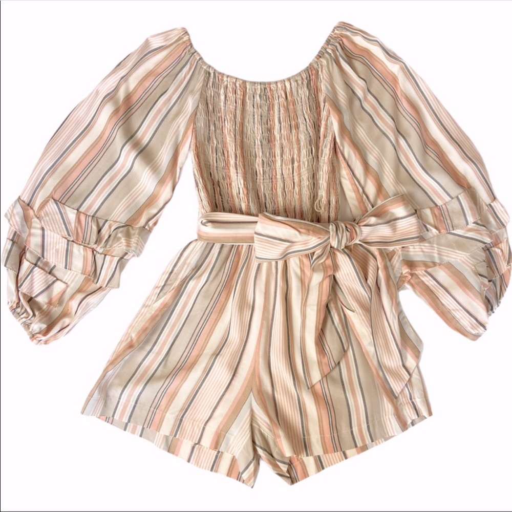 Ella Moss Lory Striped Off-The-Shoulder Romper - Picture 5 of 8